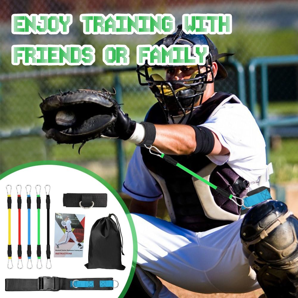 Cinturón de entrenamiento de resistencia para béisbol y sóftbol, equipo de entrenamiento ajustable para mejorar la mecánica y la fuerza del brazo, mejora las habilidades de encuadre y recepción