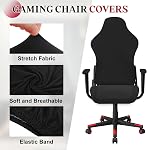 uxcell Gaming Chair Covers, Stretchable Office Computer Chair Slipcover with Armrest Covers, Elastic Seat Protector for Office Reclining Racing Game Chair, Black