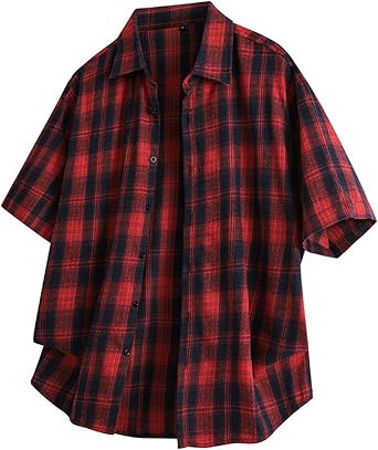 Mens Short Sleeve Button Up Shirts Striped Print Linen Cotton Beach Tops Spread Collar Plain Summer T Shirt with Pocket