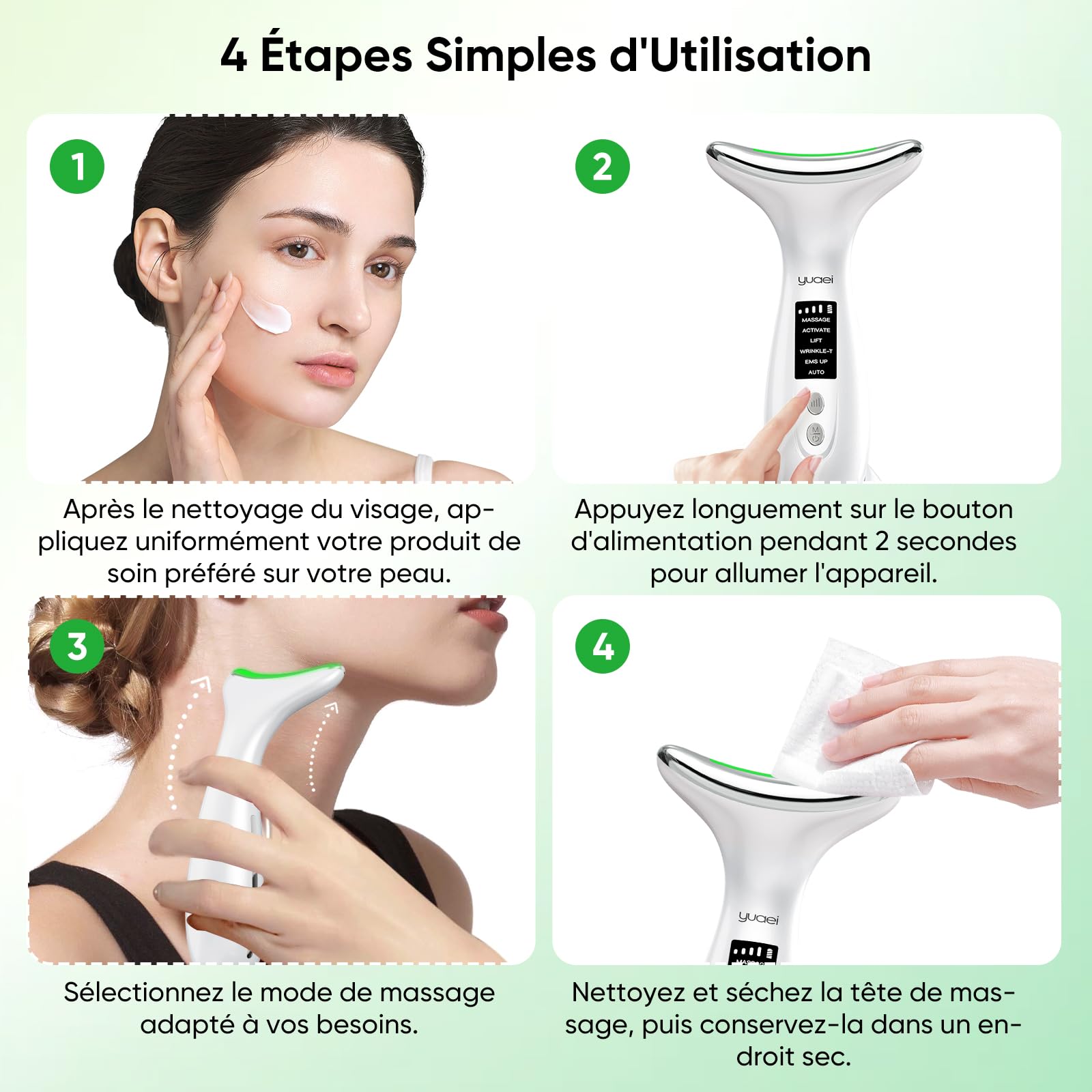Massage Visage Appareil Anti Rides: Masseur Lifting Double Menton Facial 6 Mode Beauté Electrique Machine Luminothérapie Led 7 Couleurs - EMS 45℃ Anti-Age Massage Pour Raffermissement du Visage et Cou