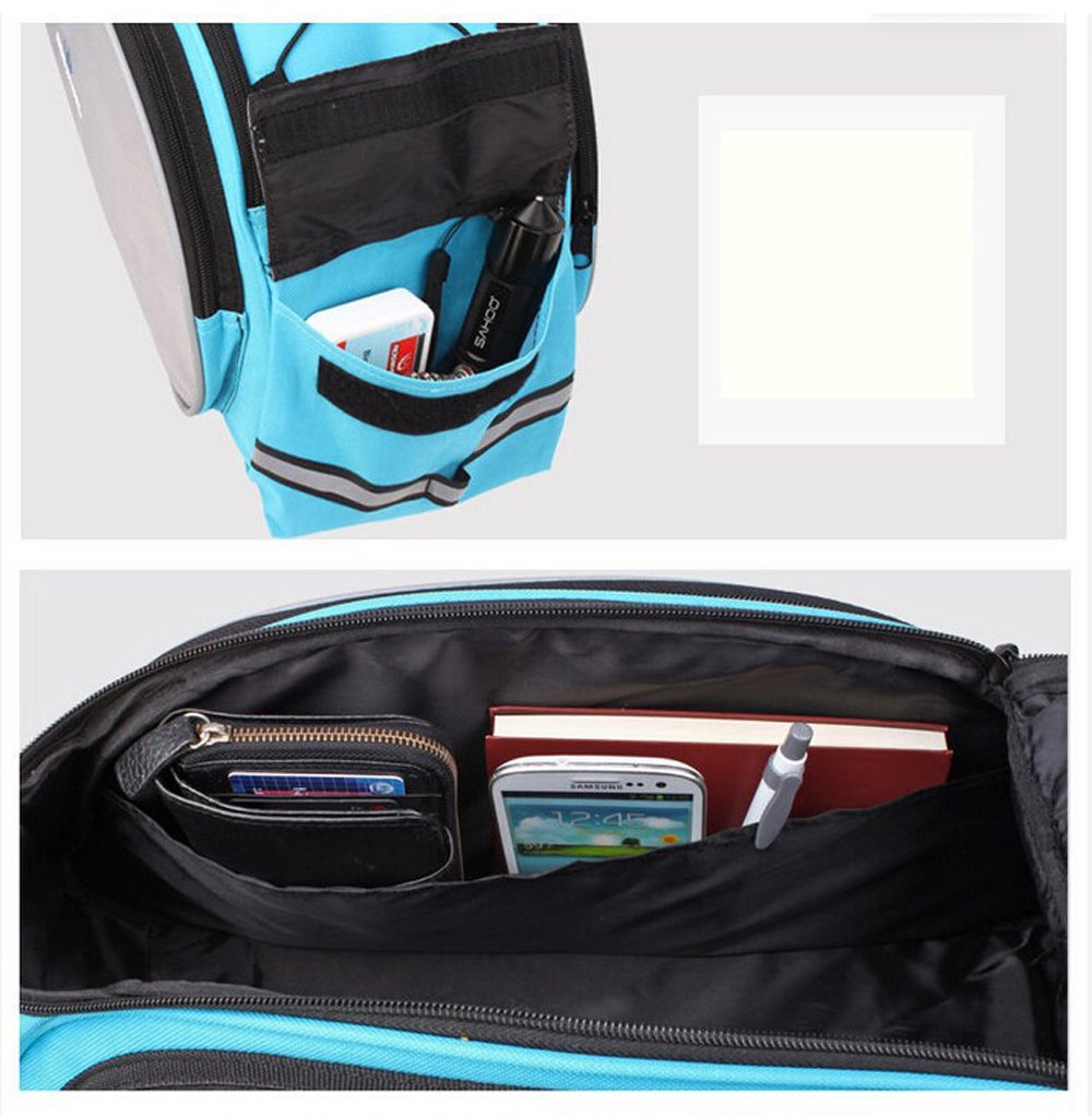 Sac De Cadre Vélo 13L ROSWHEEL – étanche, Bandoulière Réglable, Sangle Fluo, Bleu Gris