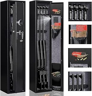 KAER 2-3 Gun Safe,Rifle Safe,Gun Safe for Rifles and Pistols,Gun Cabinet for Shotguns,Long Gun Cabinet for Shotguns with Removable Storage Shelf,LED Light,Quick Access Rifle Safes,Adjustable Shelves