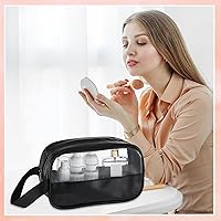 Vista 3 de Tanlade 18 bolsas de cosméticos transparentes a granel, bolsa de maquillaje translúcida para mujer, impermeable, portátil, juego de bolsas de Negro