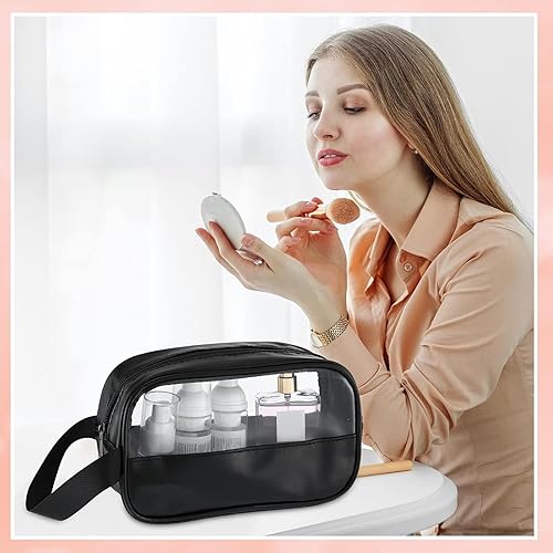 Miniatura 3 de Tanlade 18 bolsas de cosméticos transparentes a granel, bolsa de maquillaje translúcida, bolsa de aseo para mujer, impermeable, portátil, juego de