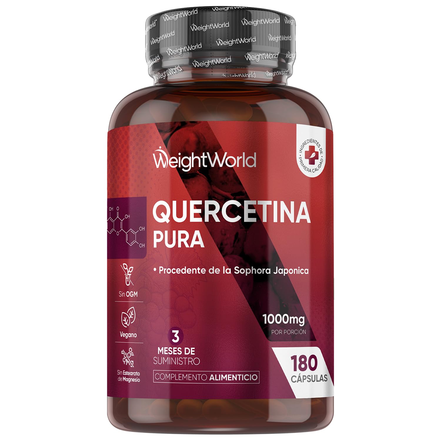 Quercetina pura de alta dosis en bote de larga duración