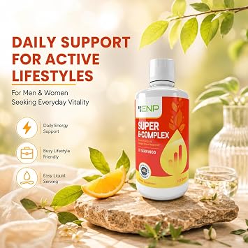 ENP Super B Complex Liquid - B12, B6, Thiamine & Biotin - Energy, Metabolism & Nervous System Support - Liquid B Vitamins for Daily Wellness - 32 Servings