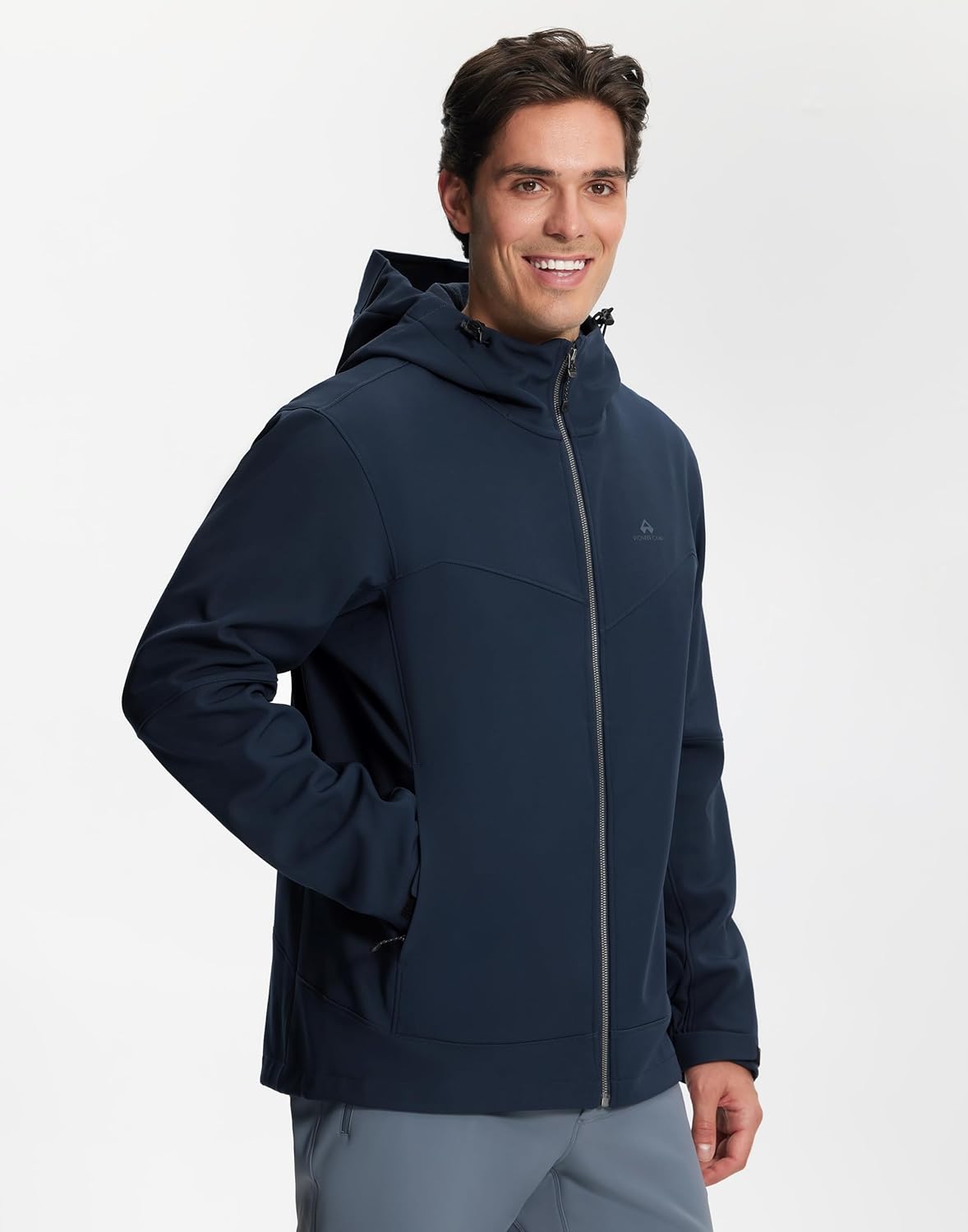 Pioneer Camp Men's Softshell Jacket with Hood Fleece Lined Water-resistant Soft Shell Winter Jacket Windbreaker Hiking Travel - Image 2