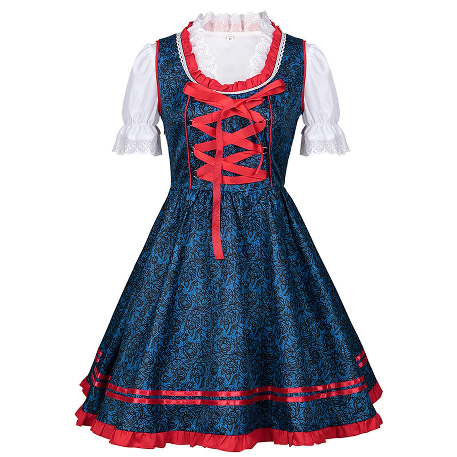 Dirndl Damen midi Trachtenkleid Trachtenmode Trachtenrock Kleid, Party Tanzkostüm Dirndl Damen Mini Trachtenkleid für Oktoberfest Trachtenmode Dirndl midi günstig S-5XL