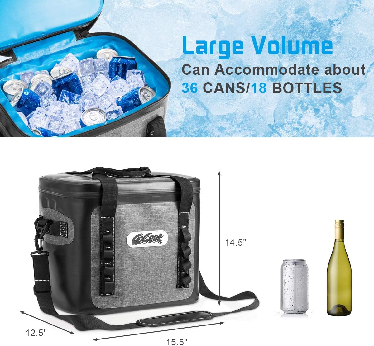 Giantex 24 36 Can Soft Cooler Leak-Proof Insulated Soft Sided Cooler Bag W/Heavy Duty TPU Material and Hard Liner for Hiking, Camping, Picnic, Sea Fishing, Road Beach Trip, Soft Pack Cooler