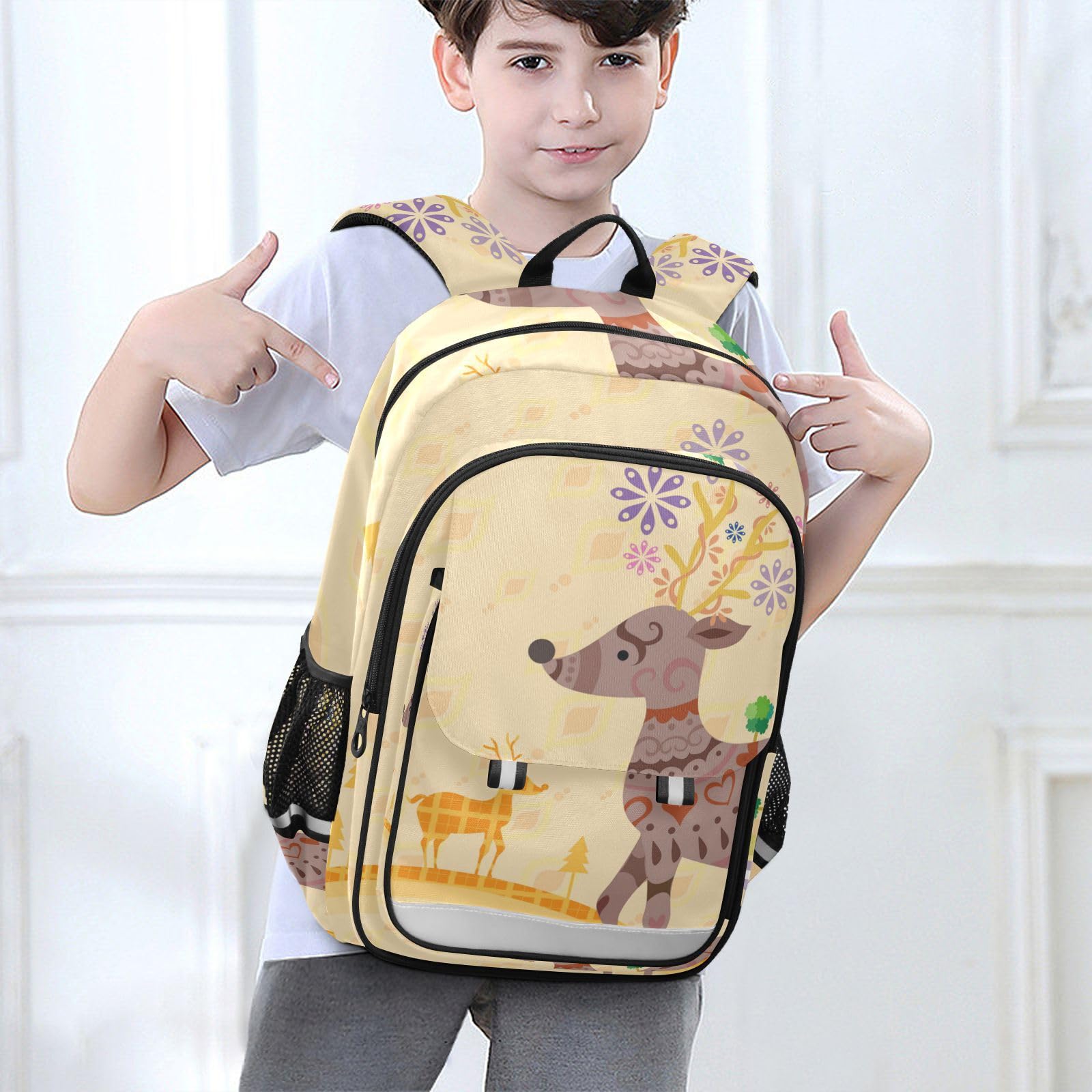 Vnurnrn Caricatura Lindo Bebé Ciervo Mochila Para Niños Niñas Escolar Mochilas Grande Reflectante Bolso de Escuela De Viaje Mujeres Hombres