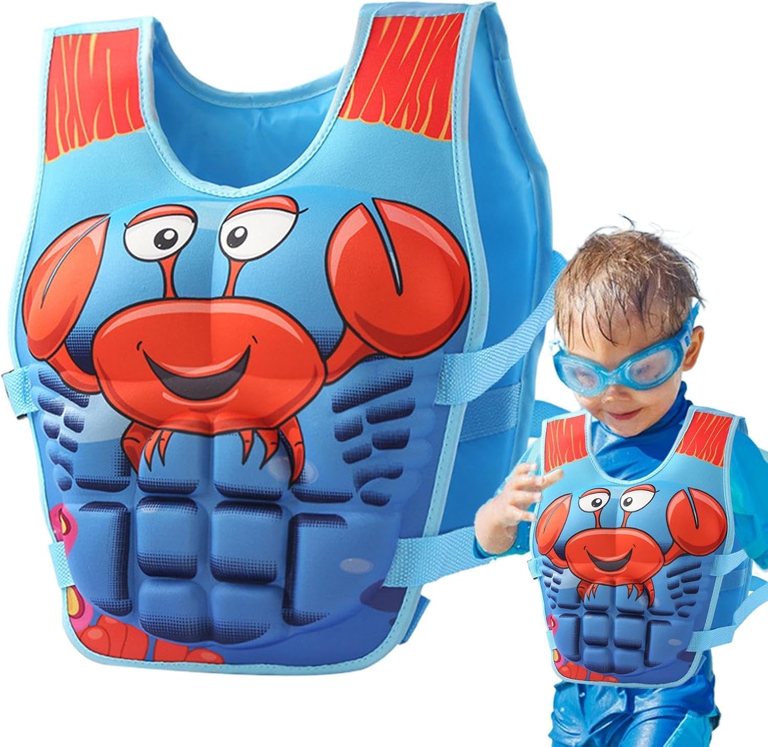 Kids Swimming Vest Anime Muscle Swimming Safety Suit | Child Float Swimsuit for Boys Beach Pool Water Park Rafting Surfing Sailing Clubs Poolside Yachting Lakeside Vacation