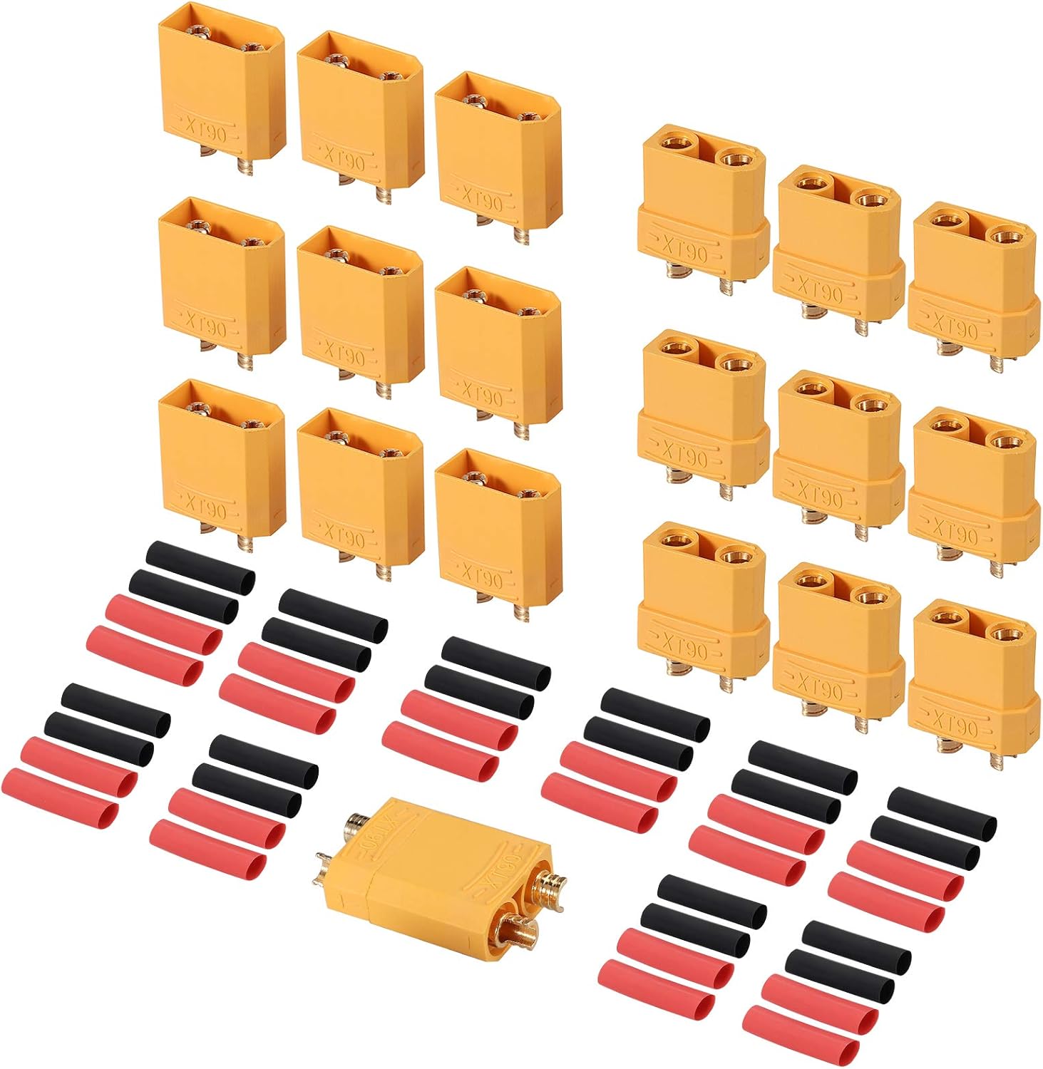 AUTOUTLET 10 Pairs XT90 XT-90 Male Female Bullet Connectors Power Plugs with 20Paris Heat Shrink Tube for RC Lipo Battery/Car/Boat
