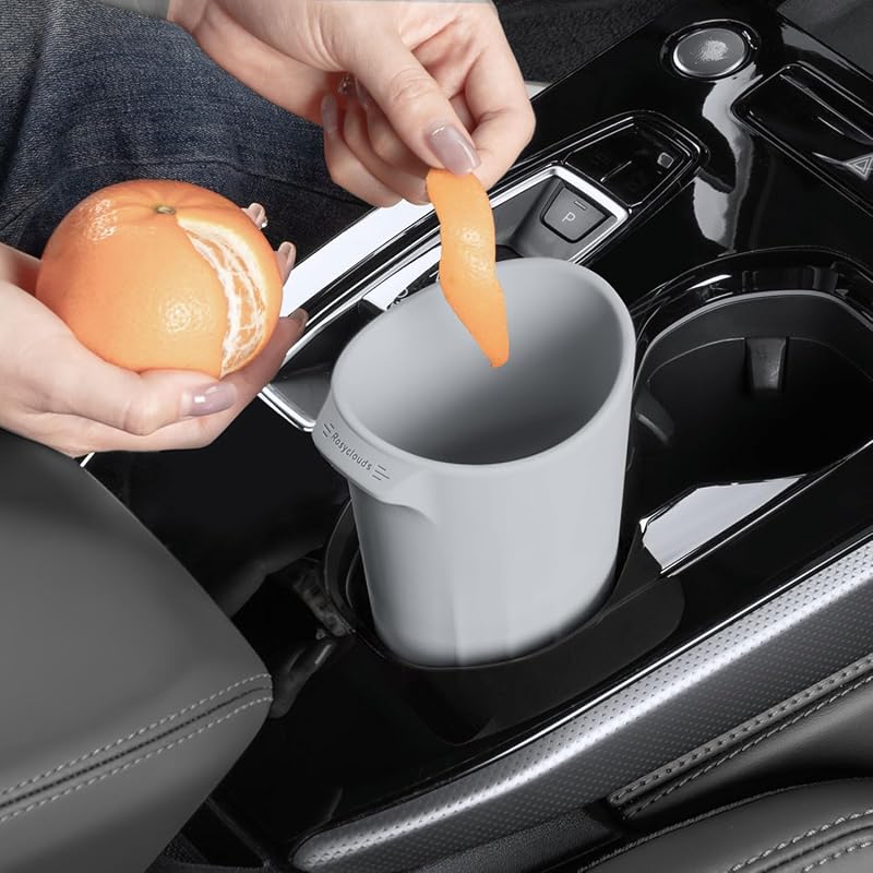 Lixeira automotiva de silicone XmuxHai para porta-copos e console, cinza, kit com 2 unidades