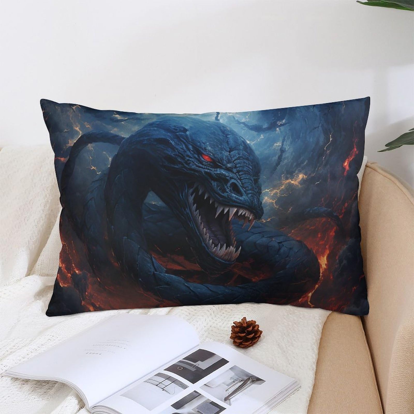 NTVOWPZO Decoration Throw Pillow Covers 12 "x20 Pillowcases Covers Black Snake in Flames Soft Pillowcases Modern Farmhouse Home Decor Sofa Cushions Covers for Couch Bed Living Room