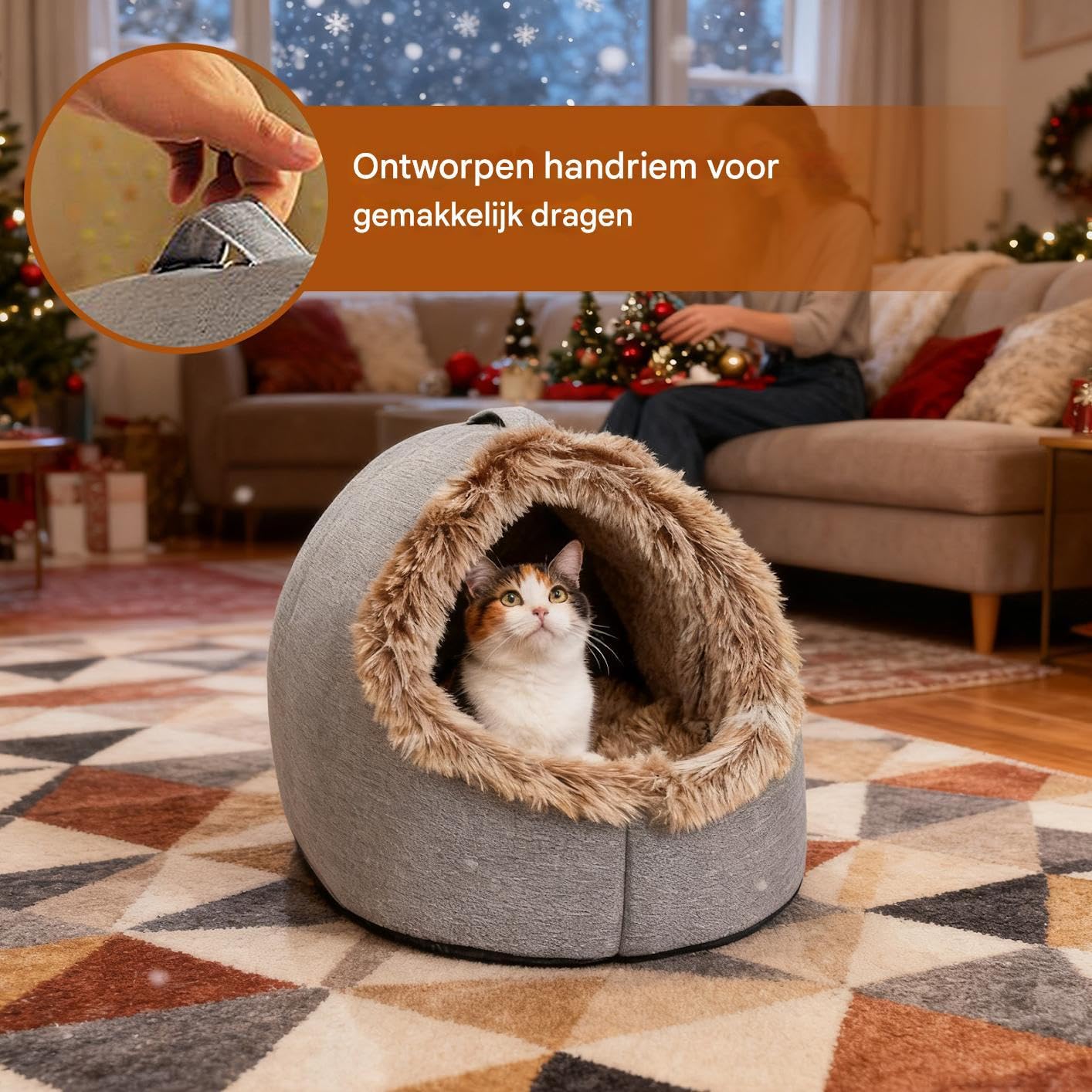 Cuccia Per Gatti Chiusa Inverno Caldo E Rilassante Per Animali Domestici | Cuccia per Grotta Invernale Casa per Gatti Cuccioli E Cani Piccoli In Casa Appartamento Camera Soggiorno Balcone