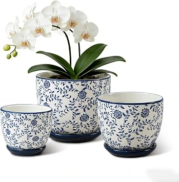 3.5"+4.6"+5.6" Ceramic Pots for Indoor Plants Set of 3