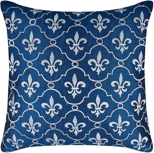 The HomeCentric Fundas de almohada azul real, funda de almohada barroco, funda de almohada de 18 x 18 pulgadas, fundas de almohada cuadradas de