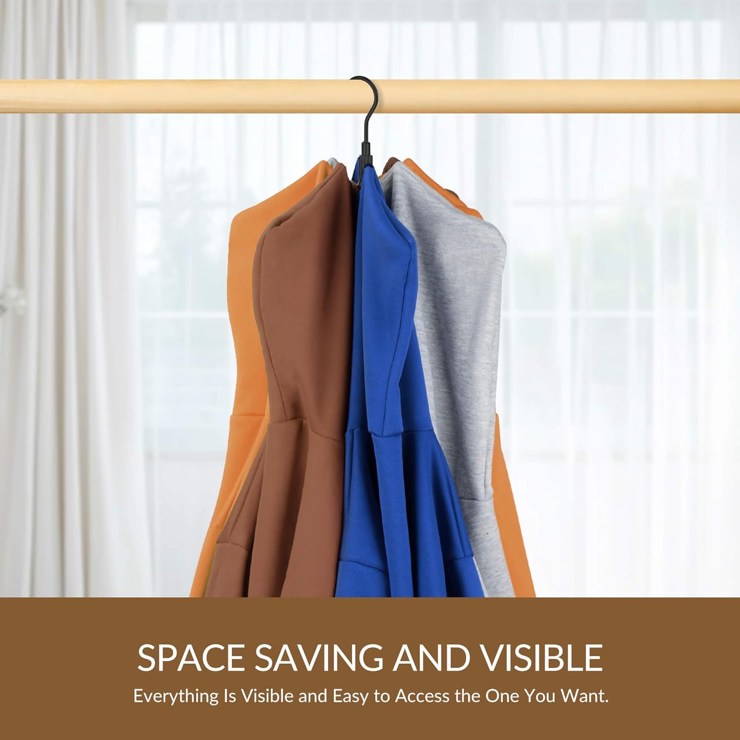 ZEDODIER Hoodie Hangers, Rotatable Hoodie Organzier for Closet, Max 8 Storage Capacity Hoodies Holder, Metal Space Saving Closet Organizers and Storage, Black thumbnail