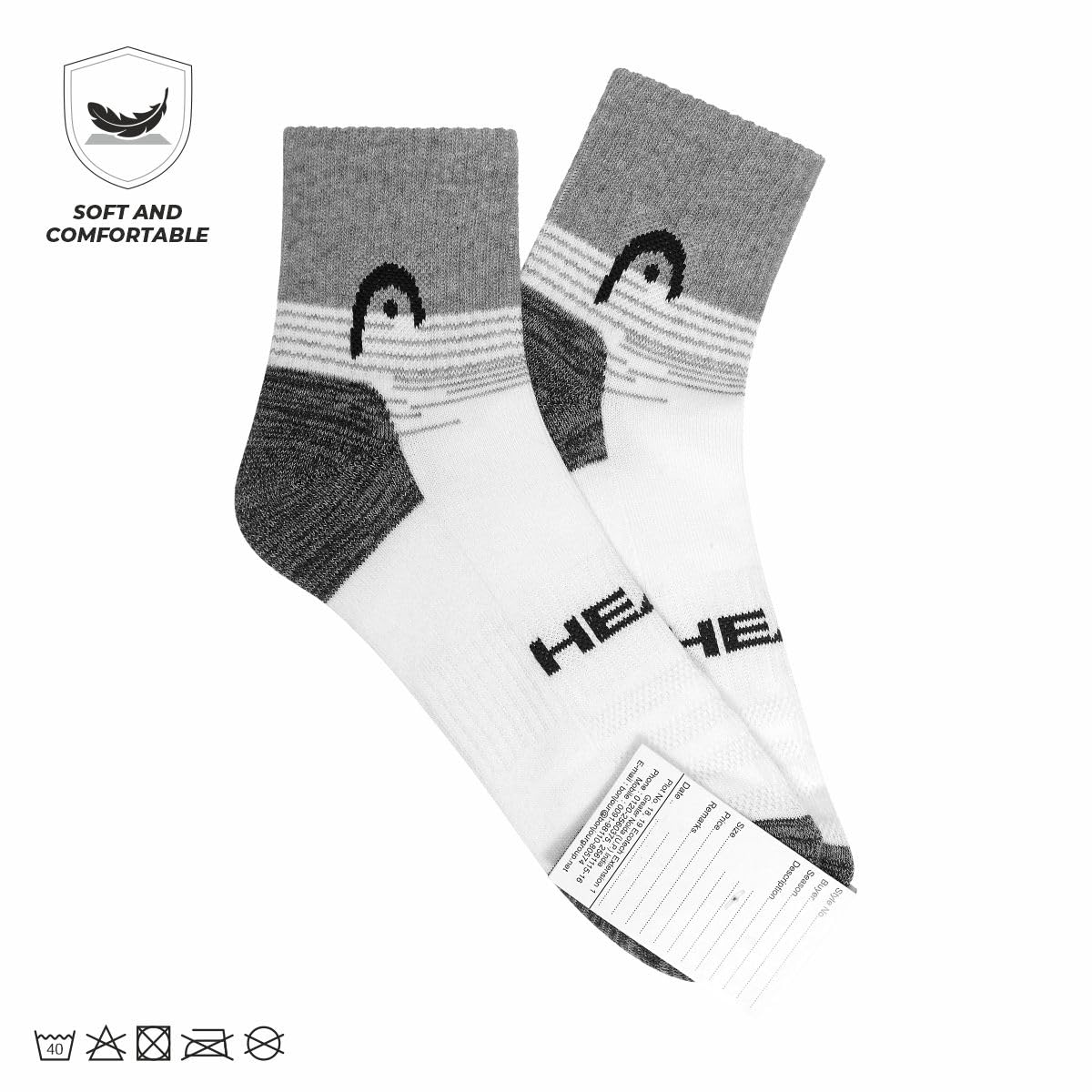 HEAD HSK-83 Ankle Socks (White/Grey Melange/Anthra Melange) - Image 4 thumbnail