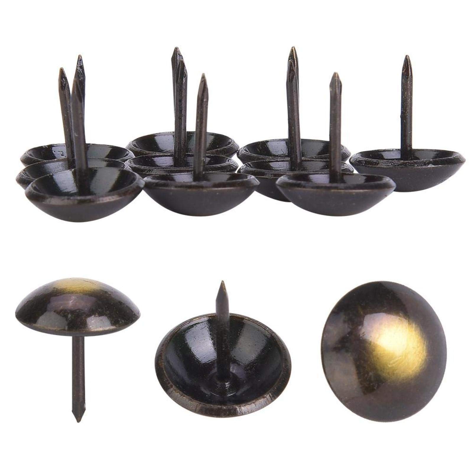 100Pcs Upholstery Tacks Antique Brass Furniture Nails Pins Round Large-Headed Nail Antique Upholstery Nails Furniture Tacks(16 * 20mm)