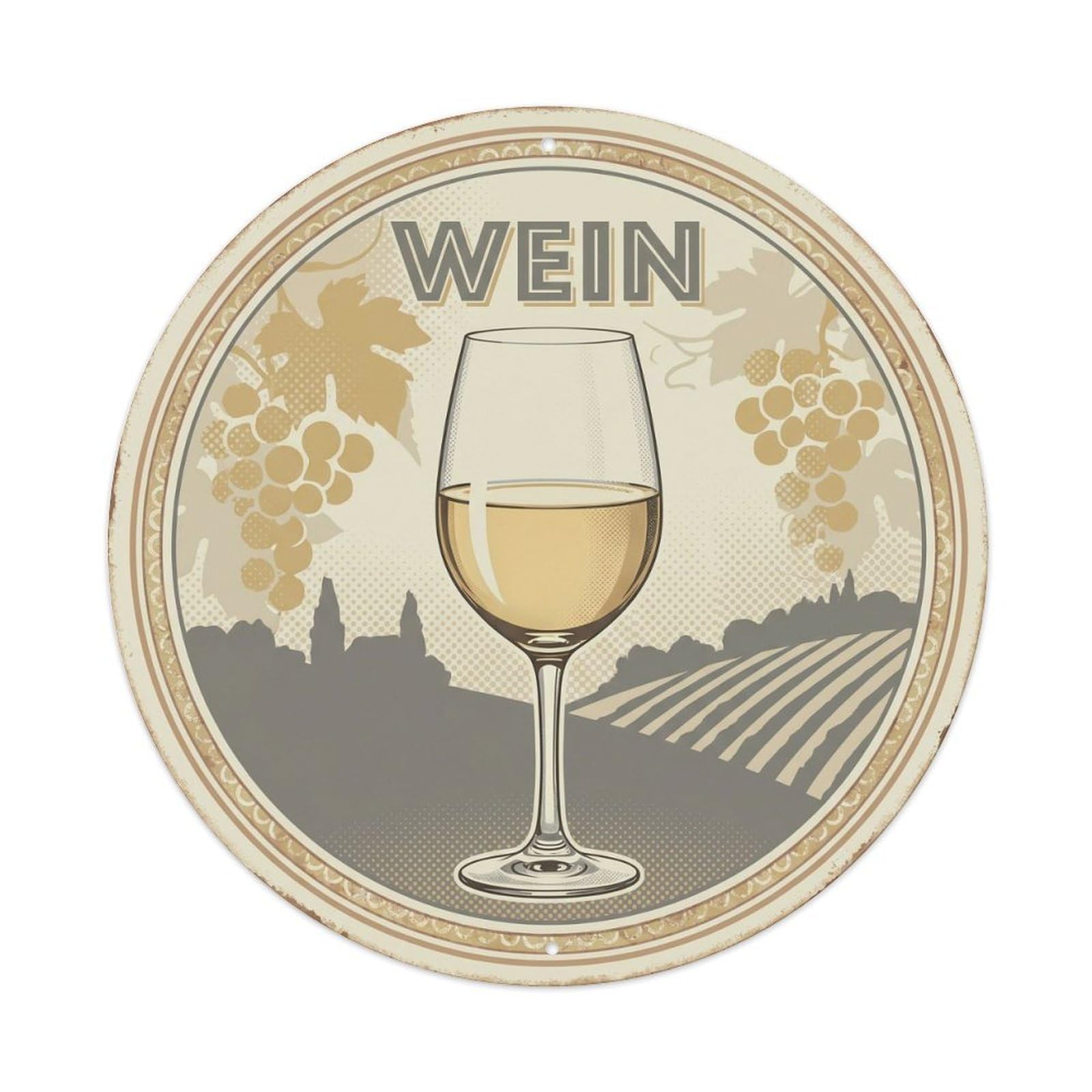 Vineyard Wine Cuisine Culture Classic Illustration Metal Tin Sign