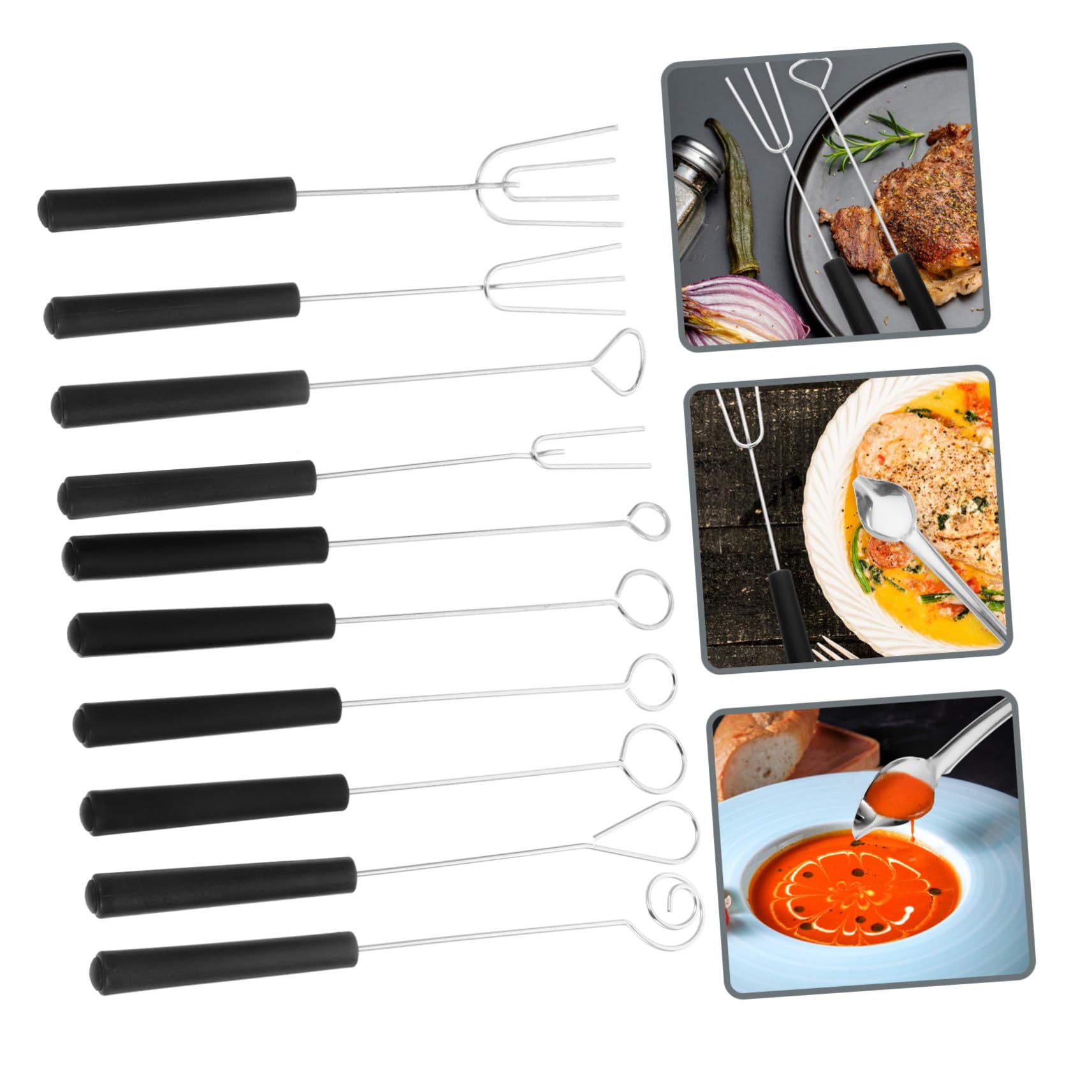Utensilios de Acero Inoxidable para Decoración Cucharas y Tenedores para Bañar Chocolate y Herramientas Versátiles para Repostería y Cocina