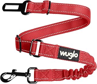 38-95cm Wuglo Hundegurt fürs Auto - Hunde Anschnallgurt mit elastischem Gurt - Haltbarer & sicherer Auto Sicherheitsgurt Clip - Universal-Hundeanschnaller (Rot)