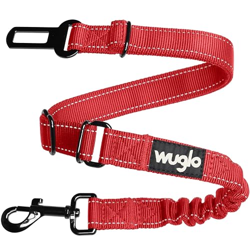 WUGLO Cinturón de Coche para Perros - Longitud Ajustable de 30 a 95 cm