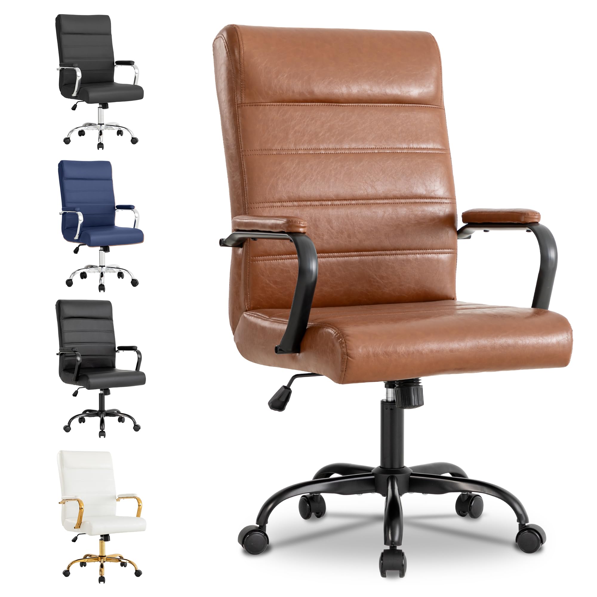 BOWTHY Office Desk Chair,Modern Leather Conference Room Chairs,High Back Home ofiice Chair,Adjustable Height Swivel Executive Computer Chair with