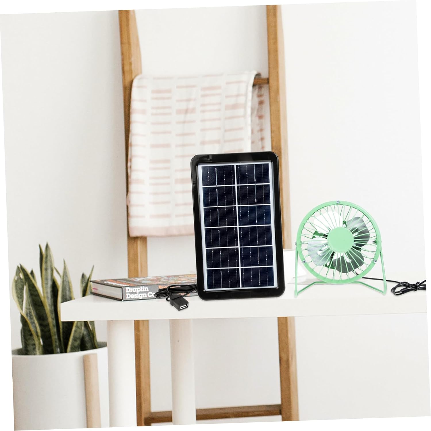 balacoo 1 Set Solar Fan Misting Fans for outside Outdoor Mini Fan Table Top Fans Portable Coolers Desktop Air Mini Air Cooler Rv Fan Small Table Fan Student Wrought Iron No Noise, 14X14CM