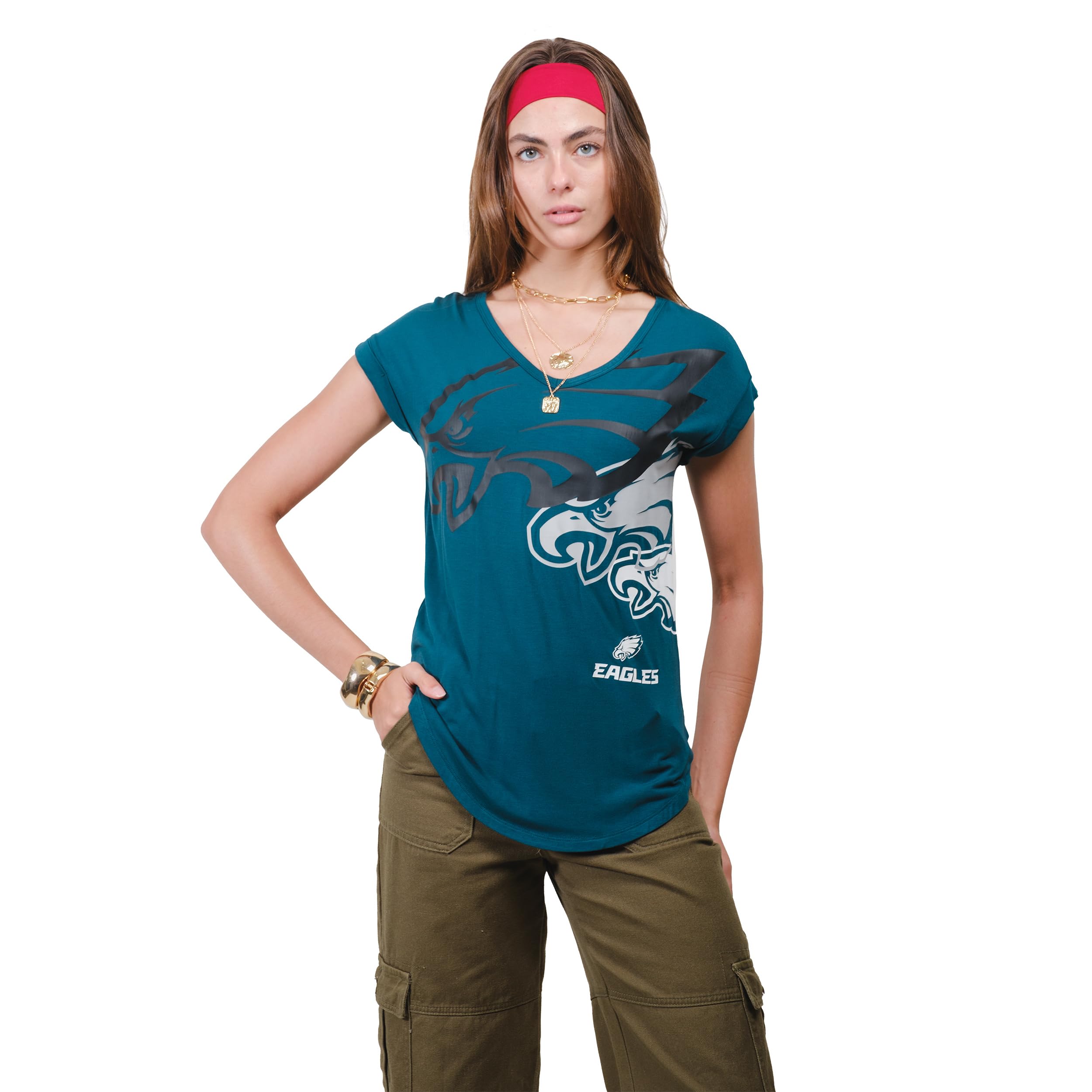 Ultra Game T-Shirt à Manches Courtes et col en V pour Femme en Modal Super Doux