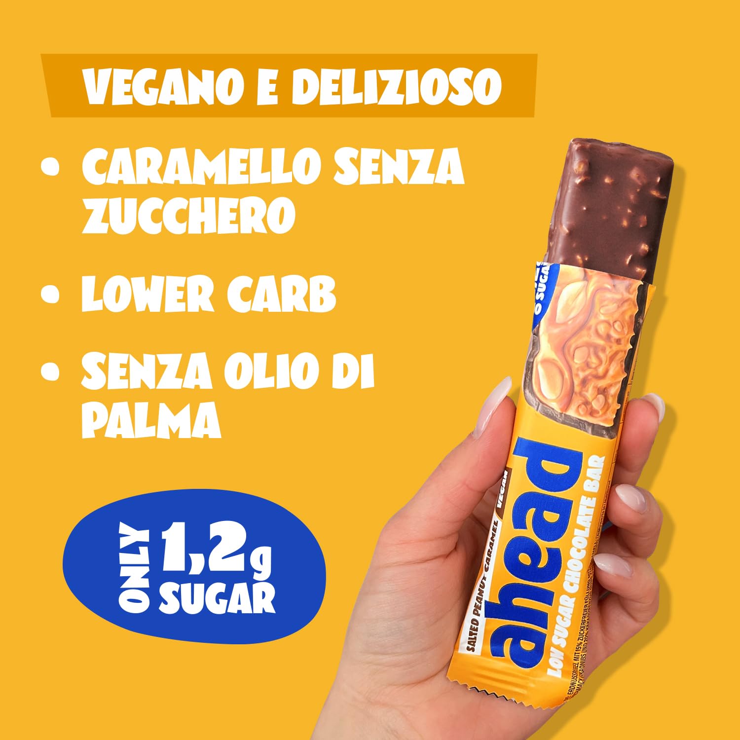 AHEAD Barrette Keto Vegane – 16 x 35g – Salted Peanut Vegan – Barrette senza zucchero – solo 5g di carboidrati netti per keto bar – Barretta con cioccolato senza zucchero