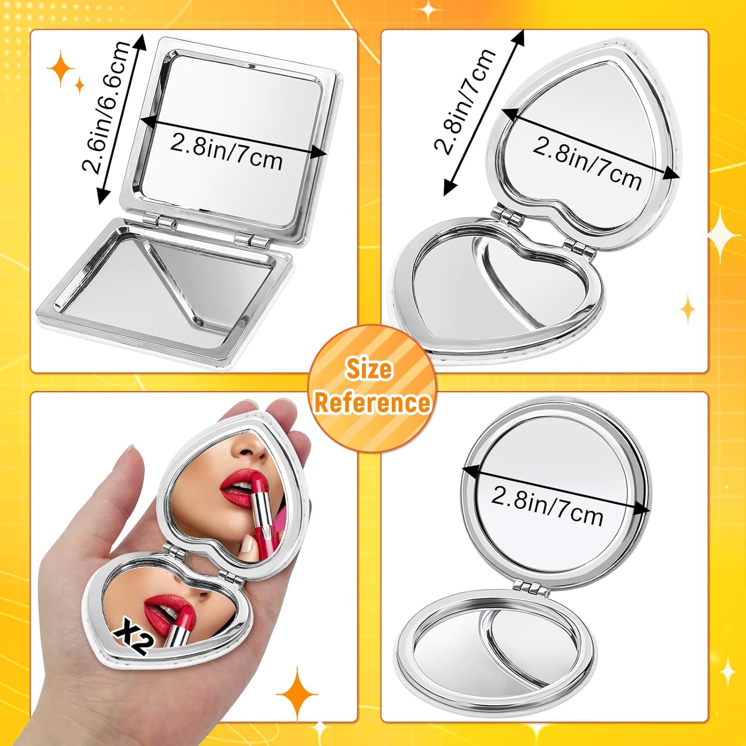 FILASLFT Diamond Painting Compact Mirror Crystal Makeup Mirror DIY Diamond Art Mirror Pocket Mirror Portable 4 Pcs Christmas Birthday Gifts for Women Girls(Mandala)