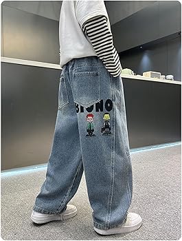 Générique Jean Baggy Pour GarçOn Enfants,Slim Taper Fit Strong Performance Jeans Boys Pants - Soft Pantalons En Denim Kids Pull-on Skinny Garcon 14