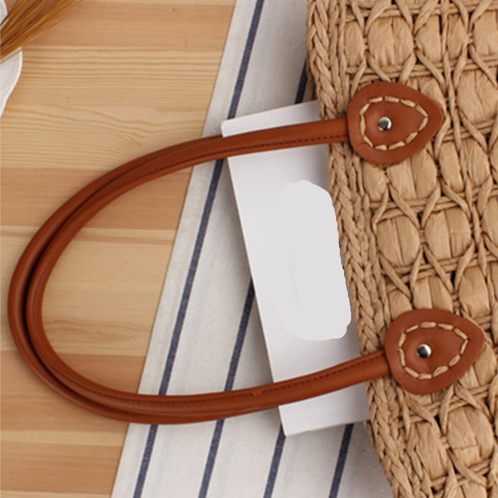 Bolso Mujer Bolso De Mano Paja, Tote For Mujer, Hecho A, Ideal For La Playa En Verano, con Correa Piel Sintética Paja Mano(Beige)