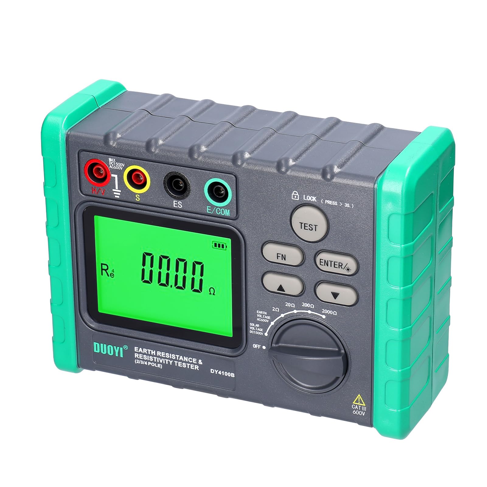 Ausla Probador de Resistencia a Tierra de Alta Precisión Medidor de Voltaje con Pantalla Digital 0 a 1500 V Medición de Engranajes Múltiples con Retroiluminación para Electricistas Técnicos Solares