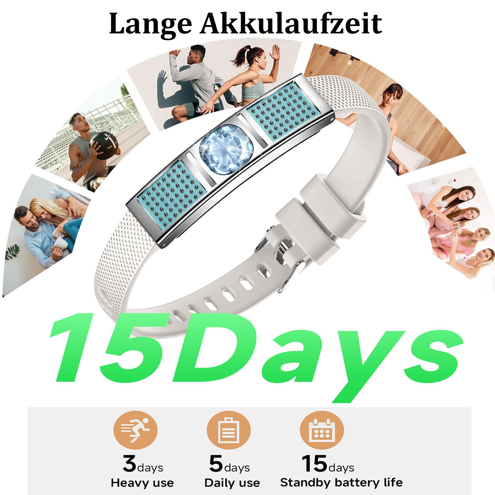 Fitness Armband Damen Elegant Smart Armkette Schmal Schrittzähler Damen Schmuck Rosegold Silber Armreif Fitness Tracker ohne App und Handy Schlaftracker Herzfrequenzmesser Fitnessarmband Kalorien