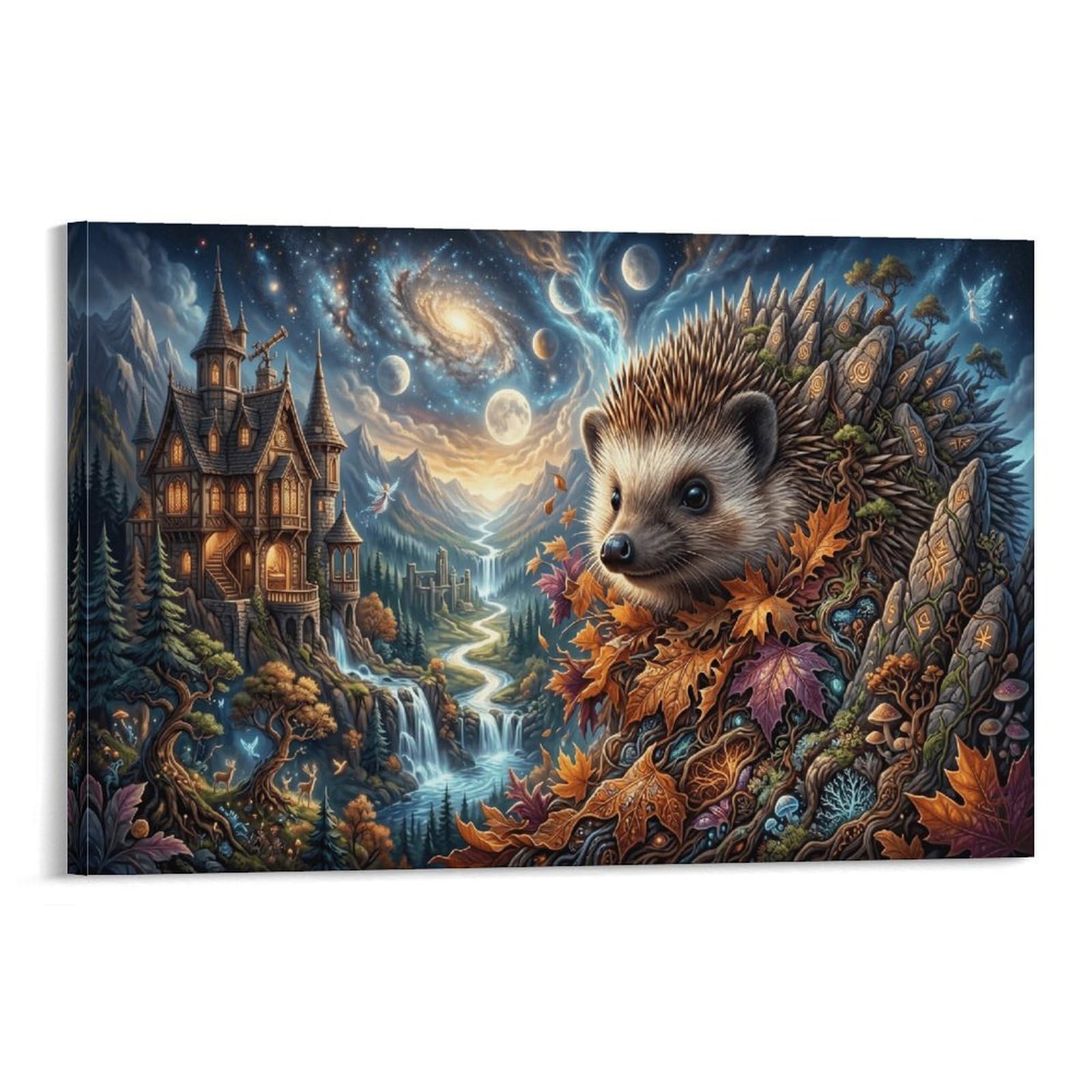 XPASHIQWC Hedgehog Poster Artwork Castle Valley Giclee Canvas Prints Modern Canvas Wall Art Picture Wall Hanging for Living Room Home Decorations 24x36inch(60x90cm)
