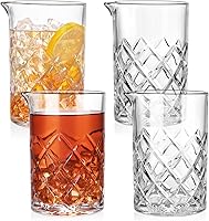 GOSDENG 4-Pack 24oz Lead-Free Crystal Cocktail Mixing Glasses - Professional Bartending Stirrer for Old Fashioned, Martini, Whiskey