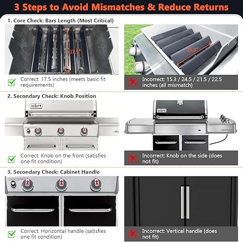 Miniatura 141 de QuliMetal 66033 Barras aromatizantes para Weber Genesis II E-410/E-415/E-435, piezas de parrilla para parrillas de gas Weber GS4 Genesis II LX serie