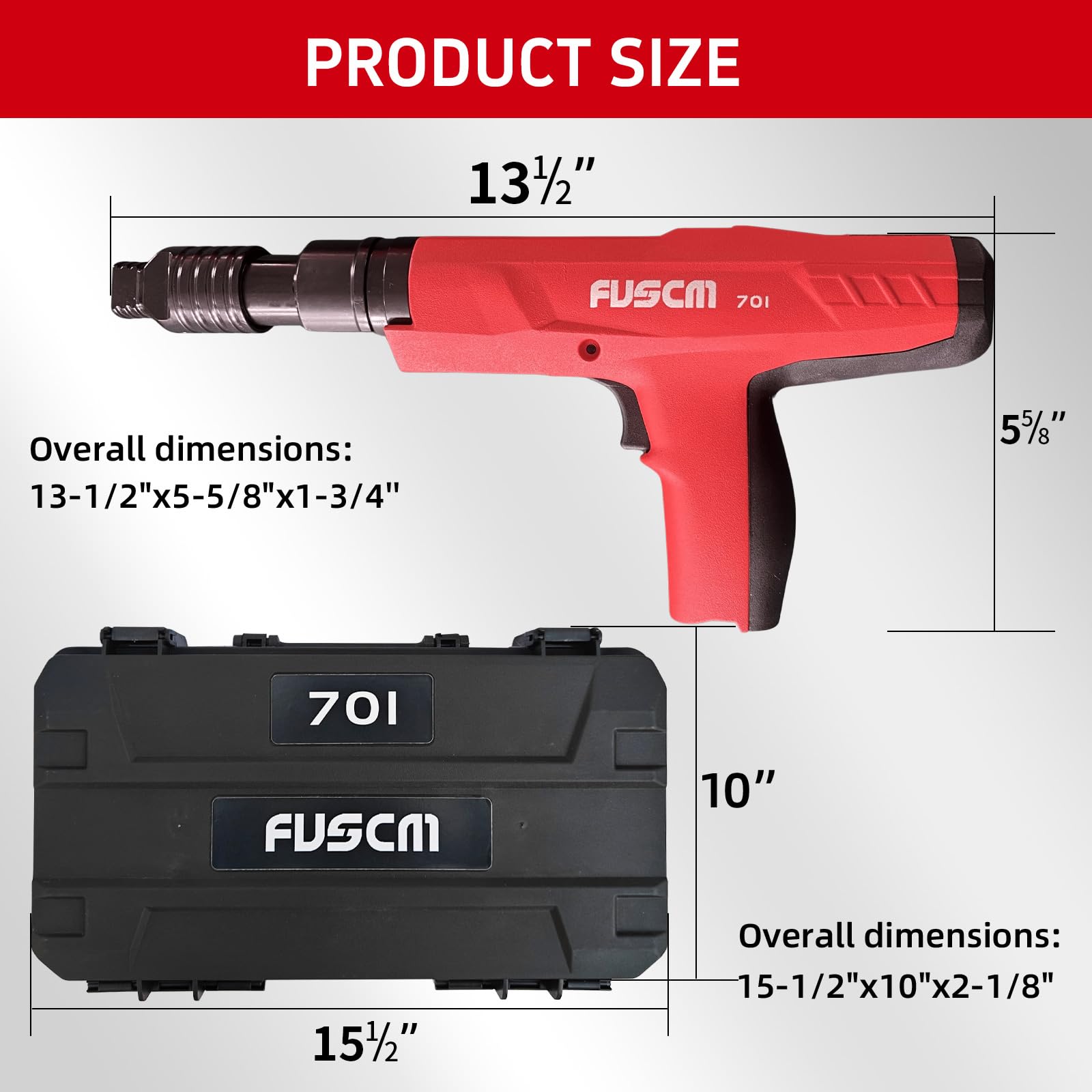 Herramienta de fijación accionada por polvo, calibre .27 semiautomática FV-701 | Herramienta accionada por polvo de baja velocidad, .27 cal con indicador de alimentación integrado y silenciador