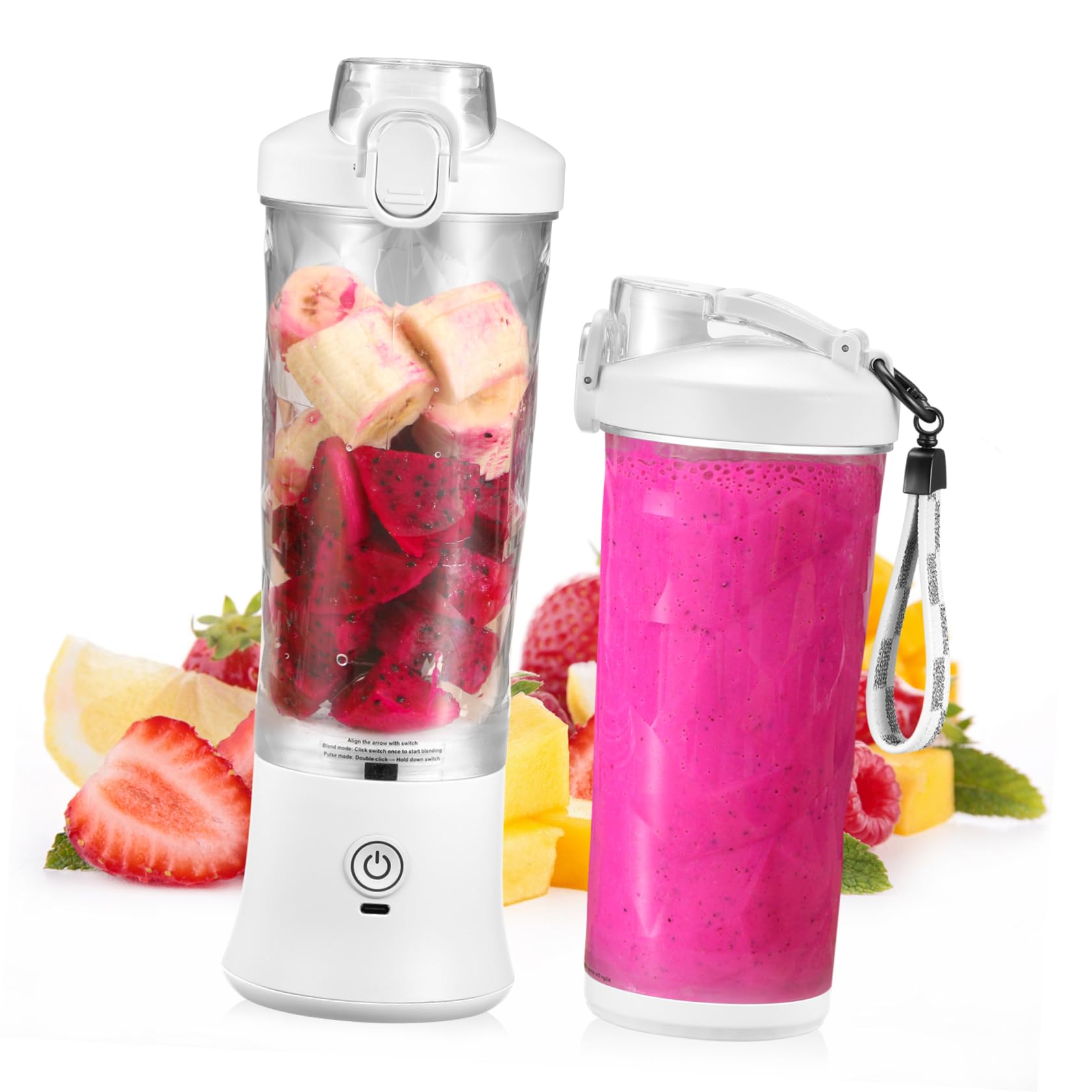 CIYODO Mini Electric Juicer Cup 600ml Portable Fruit Blender Rechargeable Travel Juicer Cup Fresh Juice Maker Easy Operation for Home Travel