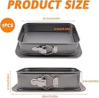 Vista 2 de Molde desmontable rectangular, molde rectangular para tartas con parte inferior extraíble, 11 x 7 pulgadas, bandejas rectangulares para hornear