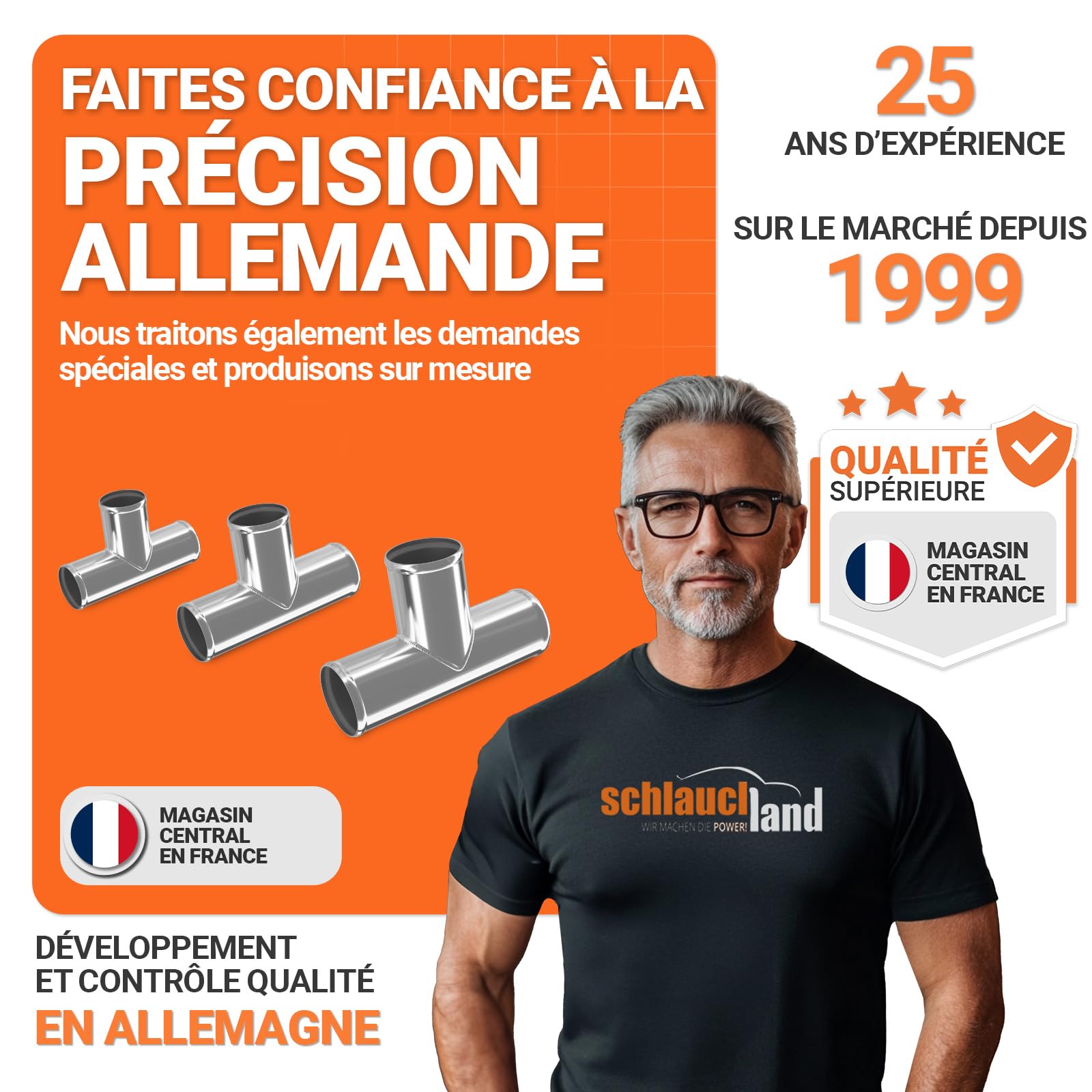 Té T TUBE ACIER INOXYDABLE A2 EXT-Ø 57mm TUYAU | SÉLECTION COULEURS & TAILLES | Raccord Distributeur Adaptateur Durite AISI 304 Alimentaire FDA INOX Universel Eau Air Liquide Voiture Radiateur