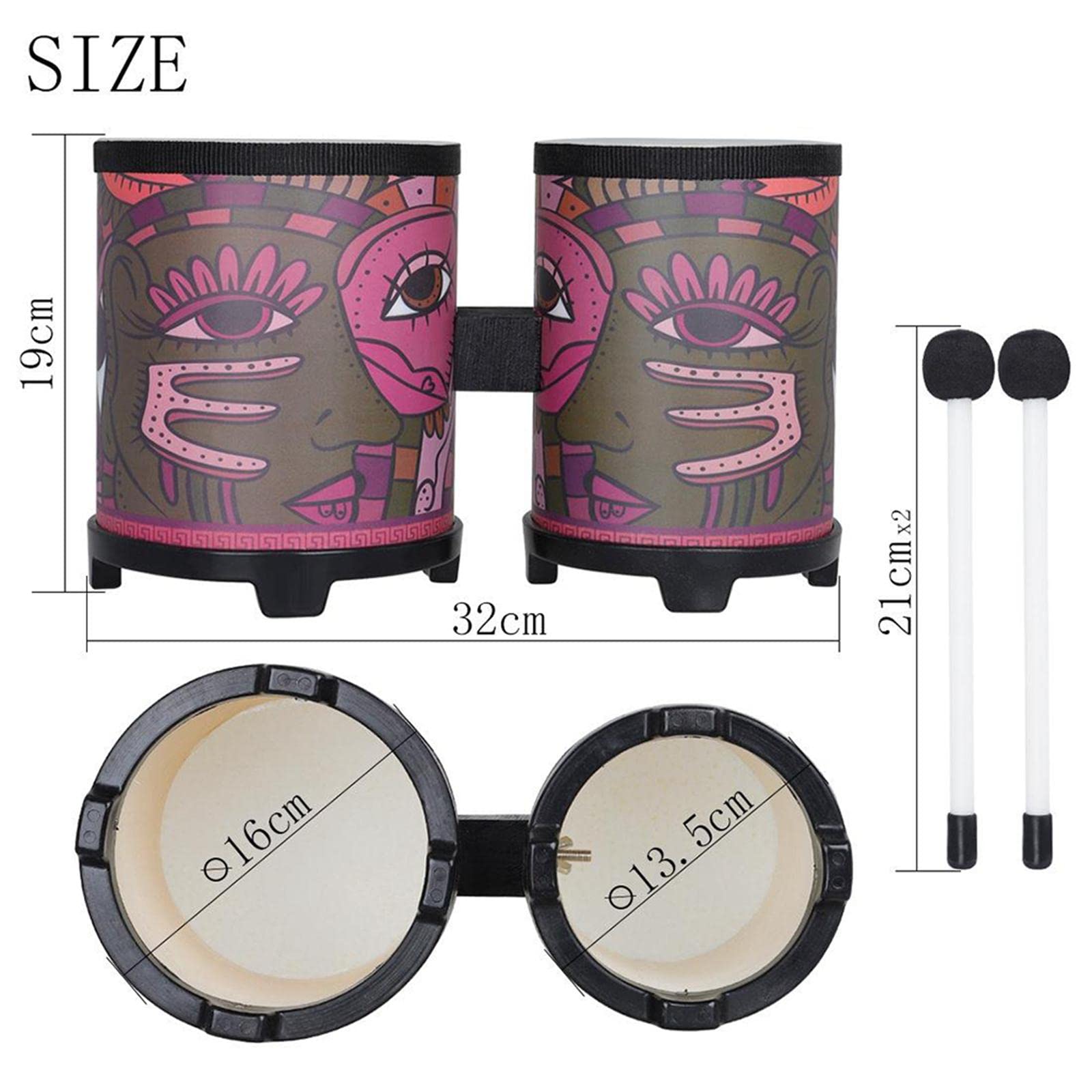 BONGOS 10,2 i 12,7 cm małe naturalne główki bębna z drewna podwójne bębny perkusyjne