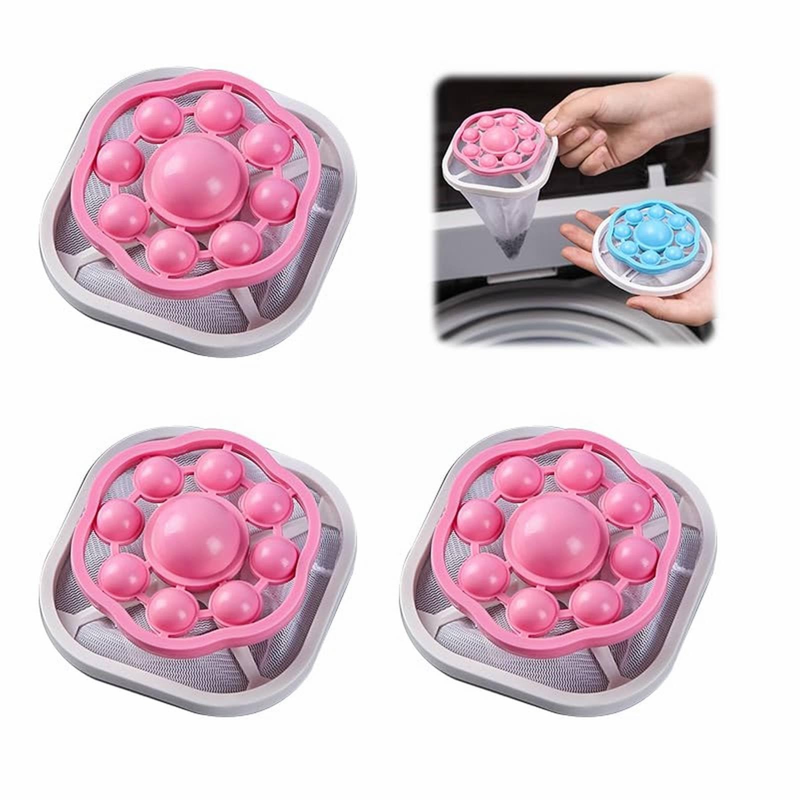 Jytxhgzrvz Pink Pet Hair Remover For Laundry, Household Washing Machine Hair Catcher, Reusable Floating Lint Mesh Bag, Floating Hair Filtering Mesh Removal, Effectively Hair Filter Net Pouch(3Pc) (Pink)