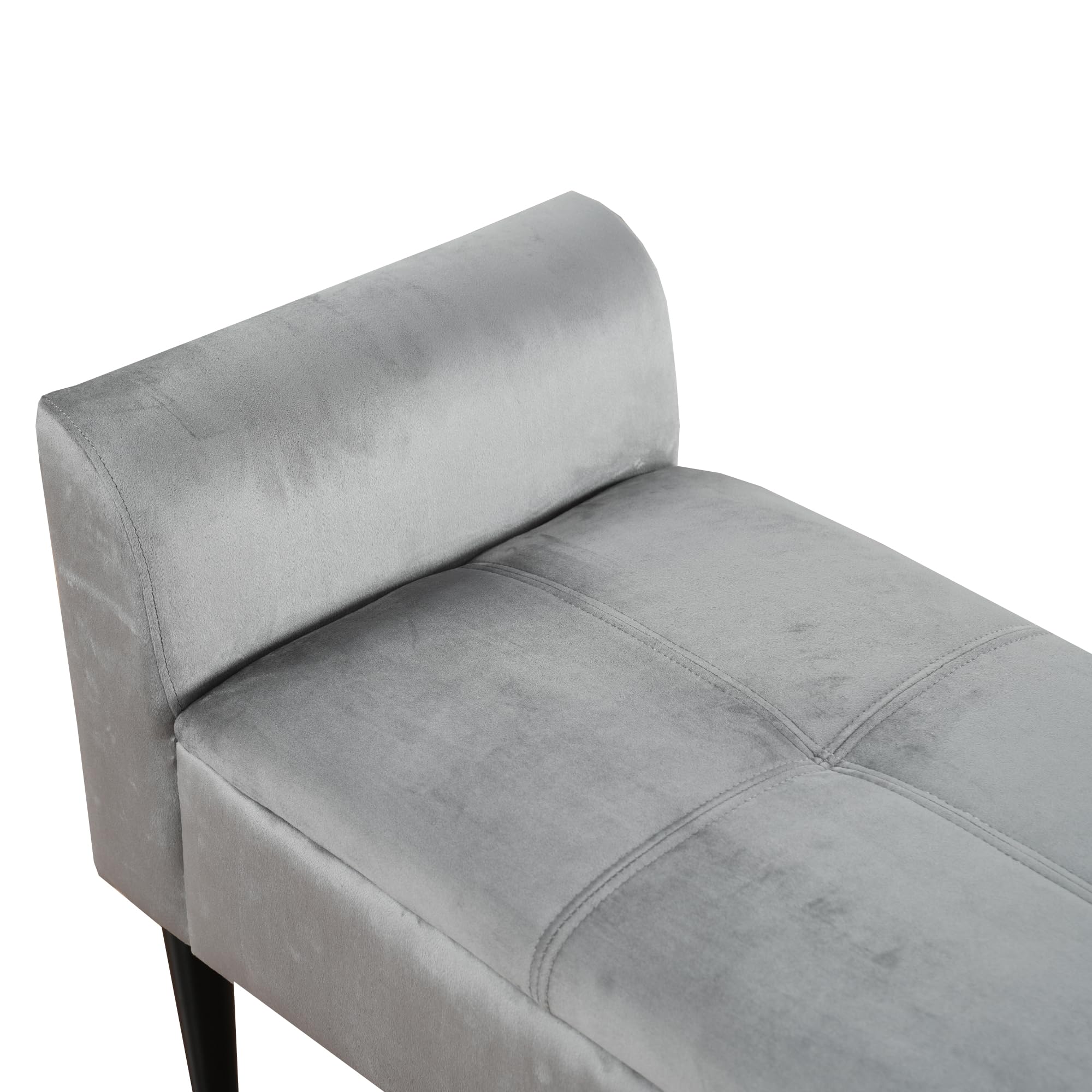 Panca Imbottita con Braccioli in Velluto, Bettbank con Steppmuster e Contenitore, MDF, Multiuso per Camera da Letto, Pianoforte ed Esszimmer, Grigio, 116 x 44 x 56 cm