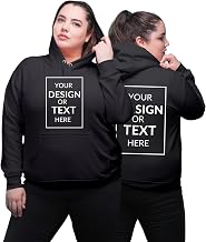 Personalized Women Plus Size Hoody Sweatshirt with Photo Print, Text, Company Name, Logo. Customized 100% Cotton Plus Size Hoodie for Women, Print Your Photo/Image/Text on Hoody - Black