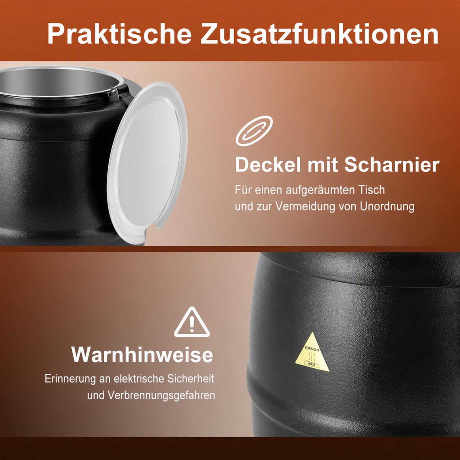 Warmhaltebehälter Elektrisch aus Gusseisen Suppentopf 10L 400W
