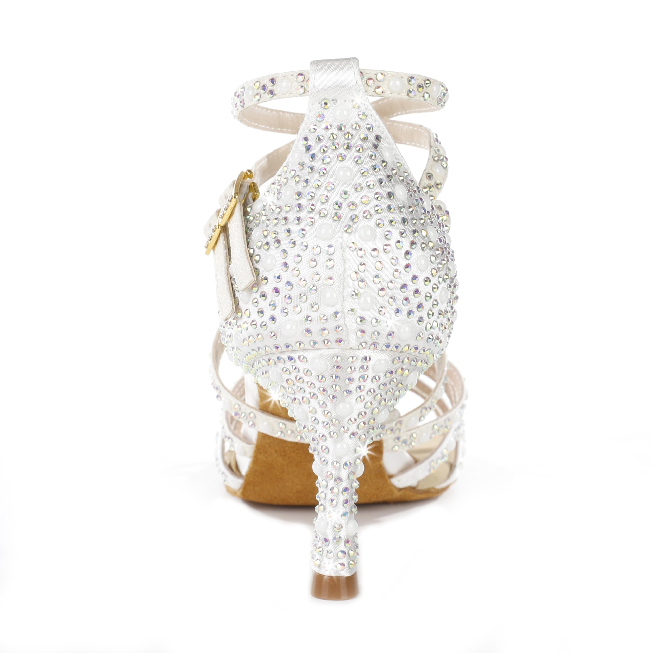 Latinsoul 205-31A Scarpe da Ballo Latino da Donna con Strass Tacco Alto Eleganti comode con Cinturino Regolabile Punta Aperta Ideali per Salsa e Danza da Sala